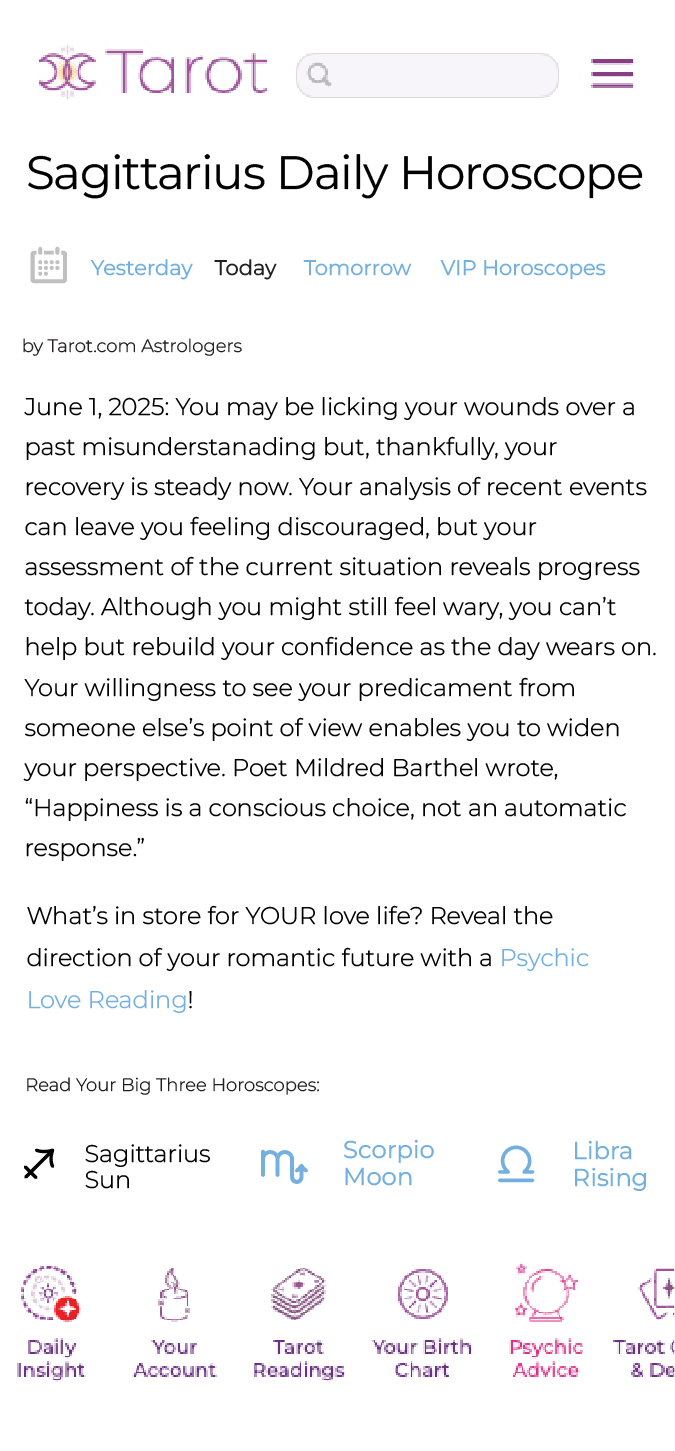 Sagittarius daily horoscope experience