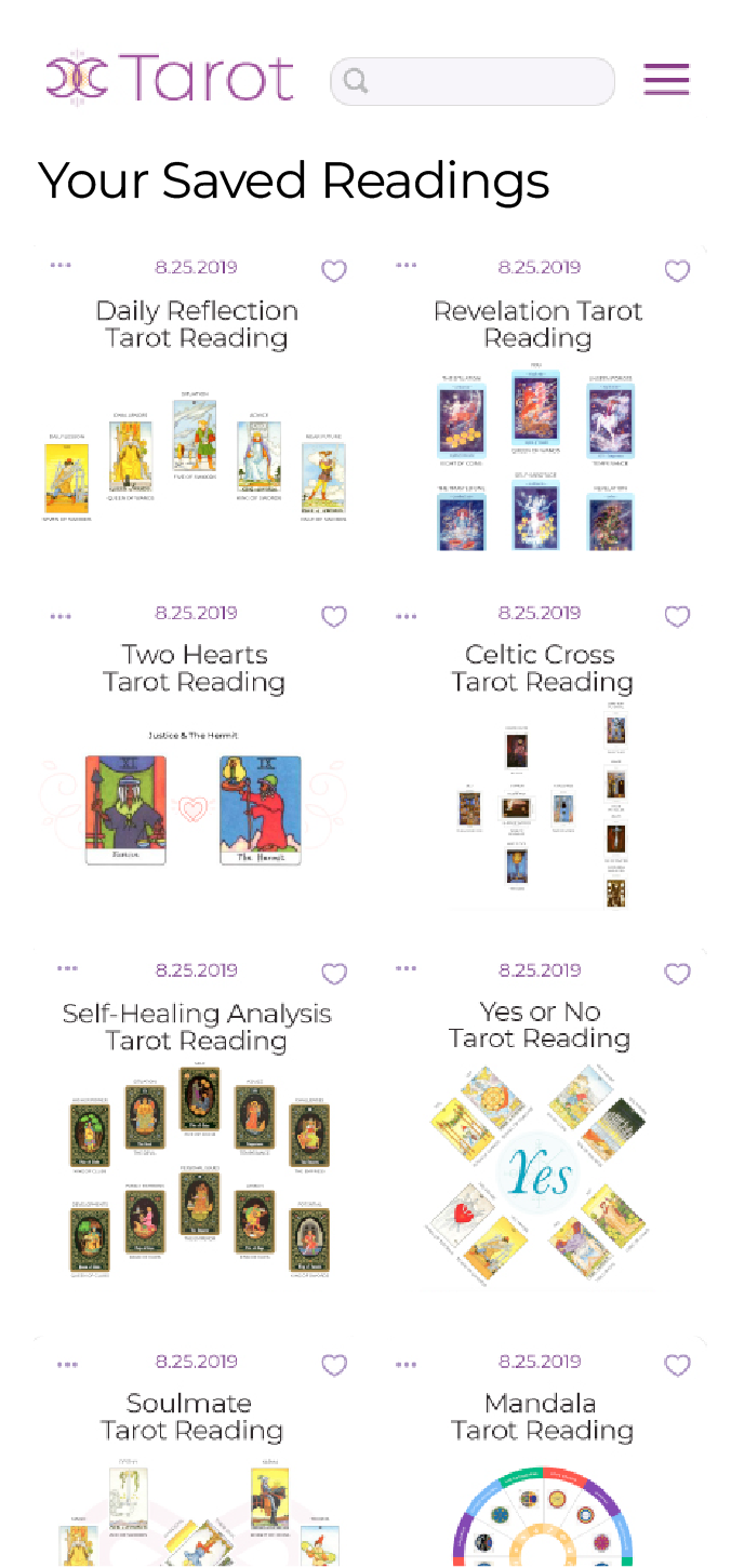 Customer saved Tarot readings